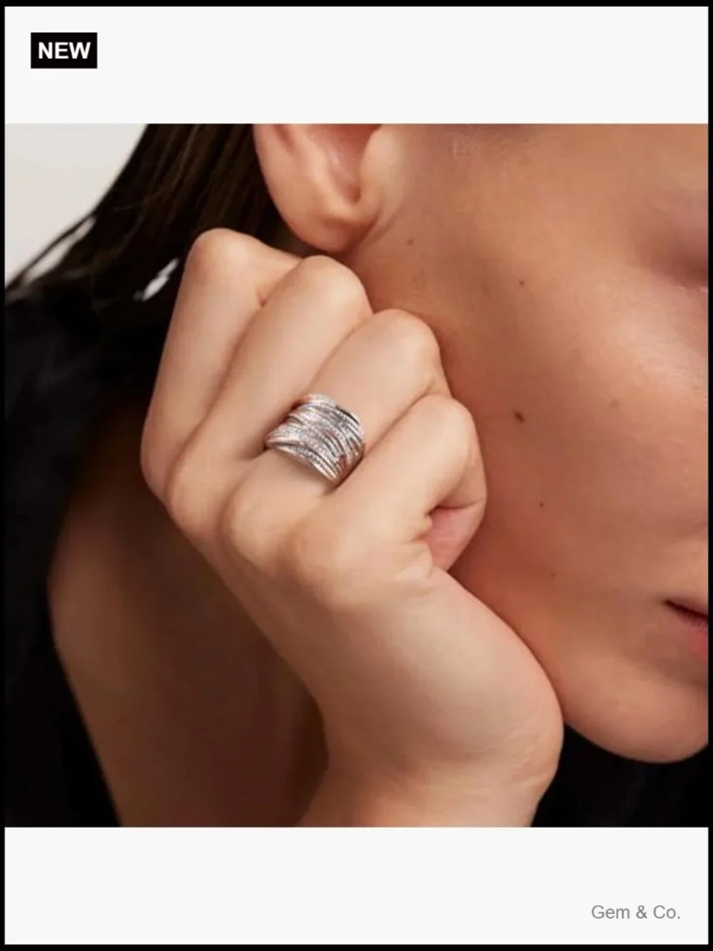 2 Tone Intertwined Crossover Statement Chunky Band Ring Wide Index Finger